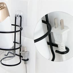 image-Hair Dryer Rack Wall Mounted Bathroom Hotel Stand Holder Hairdryer Shelves Shelf Hanger No Drilling Storage Bathroom Accessories