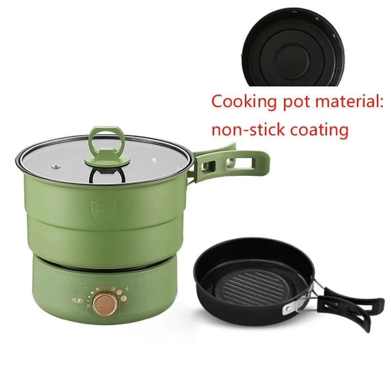 image-110V/220V Electric Split Cooking Pot Foldable Multicooker Frying Pan Hotpot Steamer Rice Cooker Soup Maker Water Boiler Travel