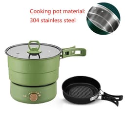 image-110V/220V Electric Split Cooking Pot Foldable Multicooker Frying Pan Hotpot Steamer Rice Cooker Soup Maker Water Boiler Travel