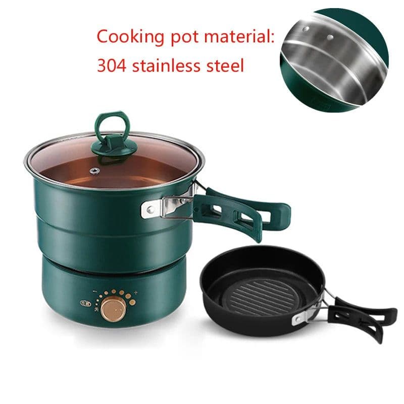 image-110V/220V Electric Split Cooking Pot Foldable Multicooker Frying Pan Hotpot Steamer Rice Cooker Soup Maker Water Boiler Travel