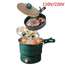 image-110V/220V Electric Split Cooking Pot Foldable Multicooker Frying Pan Hotpot Steamer Rice Cooker Soup Maker Water Boiler Travel