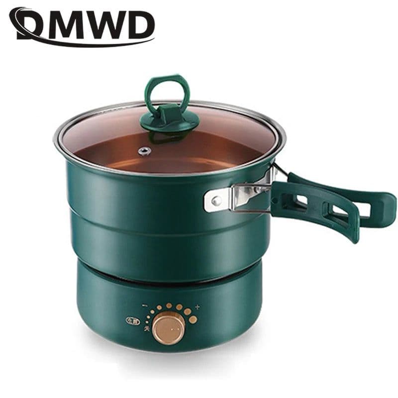 image-110V/220V Electric Split Cooking Pot Foldable Multicooker Frying Pan Hotpot Steamer Rice Cooker Soup Maker Water Boiler Travel