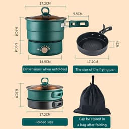 image-110V/220V Electric Split Cooking Pot Foldable Multicooker Frying Pan Hotpot Steamer Rice Cooker Soup Maker Water Boiler Travel