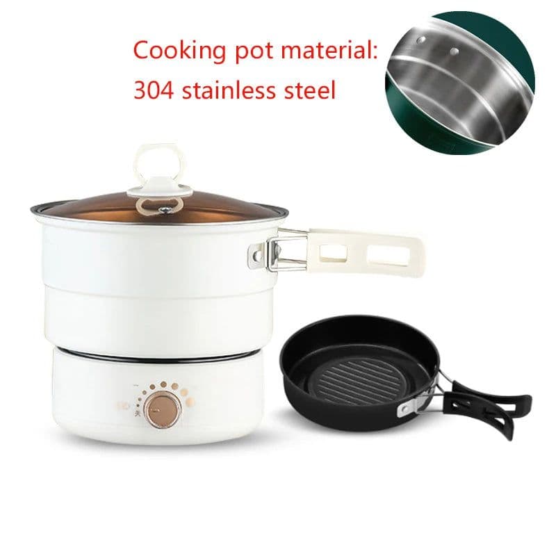 image-110V/220V Electric Split Cooking Pot Foldable Multicooker Frying Pan Hotpot Steamer Rice Cooker Soup Maker Water Boiler Travel