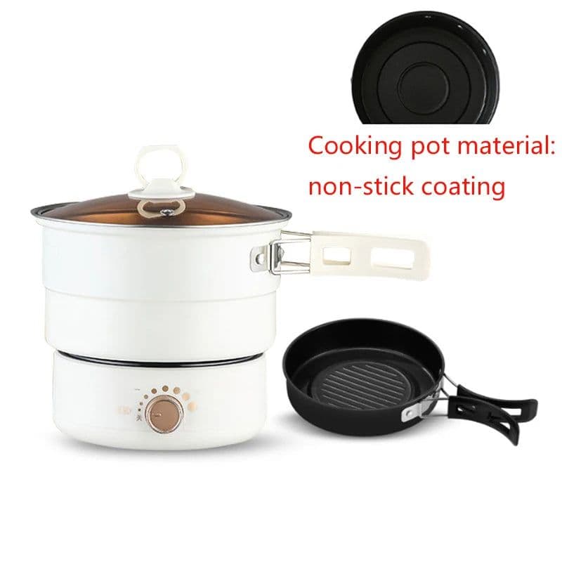 image-110V/220V Electric Split Cooking Pot Foldable Multicooker Frying Pan Hotpot Steamer Rice Cooker Soup Maker Water Boiler Travel