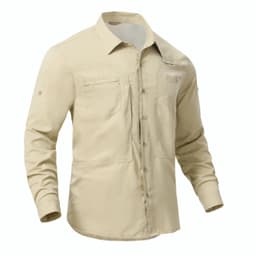 image-Men's Fishing Shirts Casual Cargo Hiking Shirt Long Sleeve UPF 50+ Button Down Tactical Shirts Men's Blouse for Working Hiking