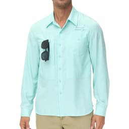 image-Men's Fishing Shirts Casual Cargo Hiking Shirt Long Sleeve UPF 50+ Button Down Tactical Shirts Men's Blouse for Working Hiking