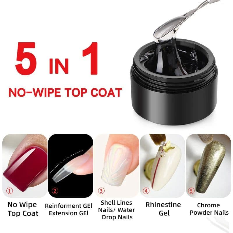 image-MSHARE 3D Top Coat UV LED Gel Rhinestones No Wipe Topcoat Without Sticky Layer Water Drop 50ml