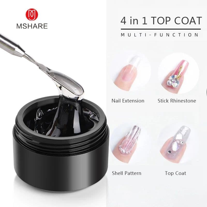 image-MSHARE 3D Top Coat UV LED Gel Rhinestones No Wipe Topcoat Without Sticky Layer Water Drop 50ml