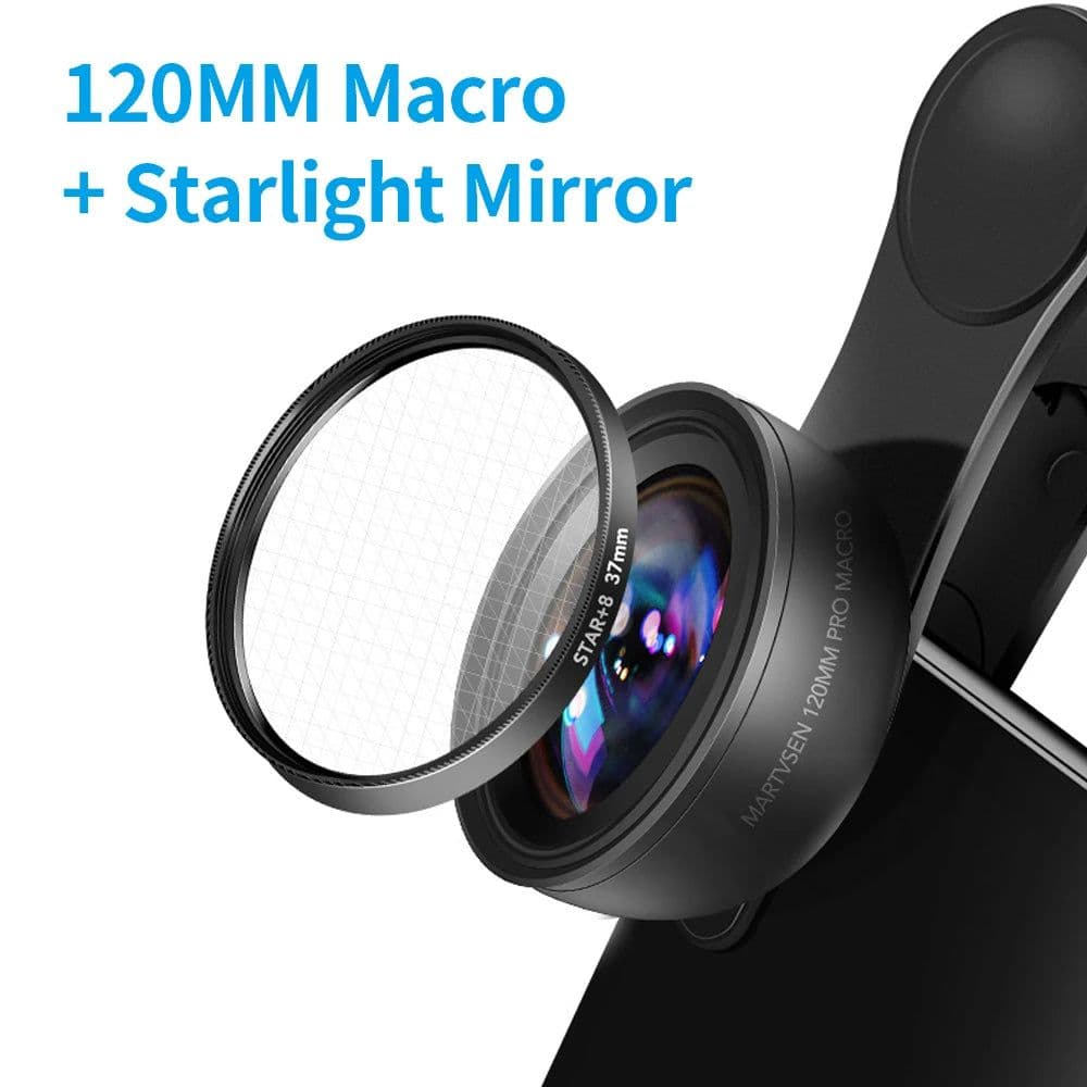 image-MARTVSEN 120MM Macro Lens, Professional 5K HD 10x Super Macro Universal Clip Camera Photo Lens for iPhone Samsung Andriod