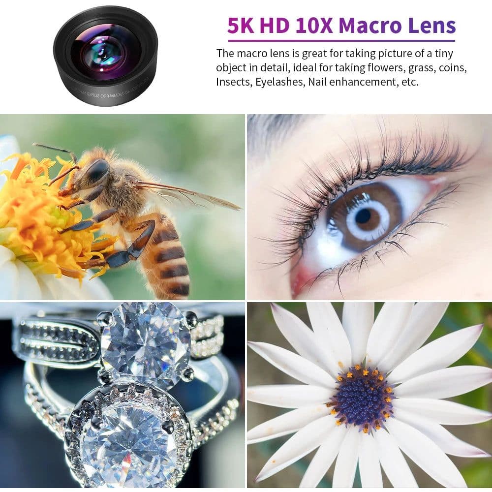 image-MARTVSEN 120MM Macro Lens, Professional 5K HD 10x Super Macro Universal Clip Camera Photo Lens for iPhone Samsung Andriod