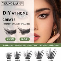 image-YOUNG LASH DIY Eyelashes Cluster Lashes Extensions C D Curl Premade Volume Fans Russian Fake Eyelashes Free Shipping Makeup