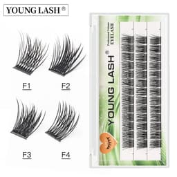 image-YOUNG LASH DIY Eyelashes Cluster Lashes Extensions C D Curl Premade Volume Fans Russian Fake Eyelashes Free Shipping Makeup