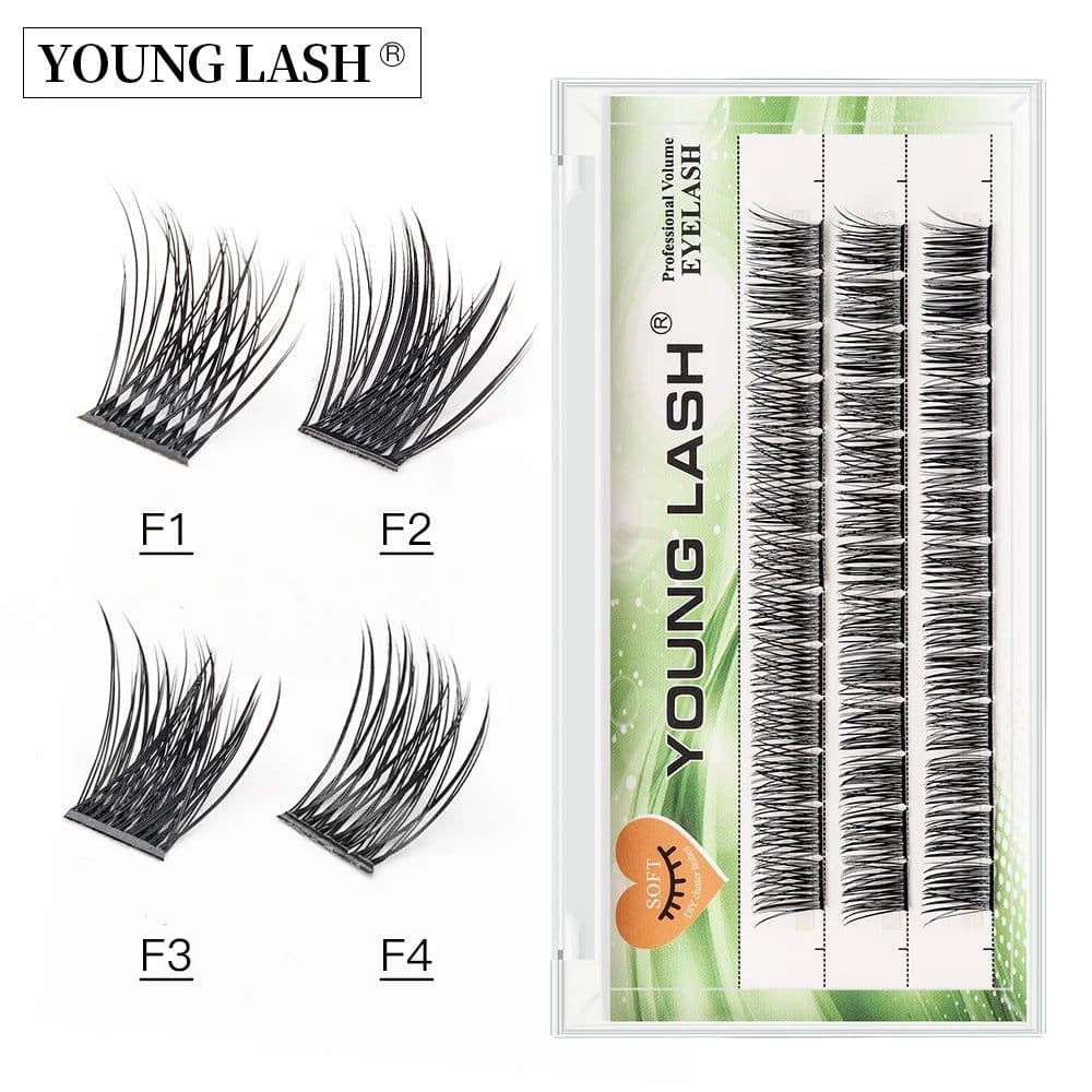 image-YOUNG LASH DIY Eyelashes Cluster Lashes Extensions C D Curl Premade Volume Fans Russian Fake Eyelashes Free Shipping Makeup
