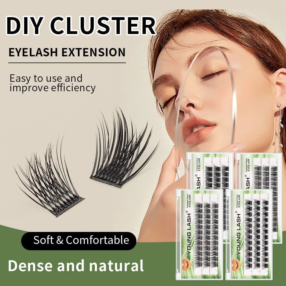 image-YOUNG LASH DIY Eyelashes Cluster Lashes Extensions C D Curl Premade Volume Fans Russian Fake Eyelashes Free Shipping Makeup