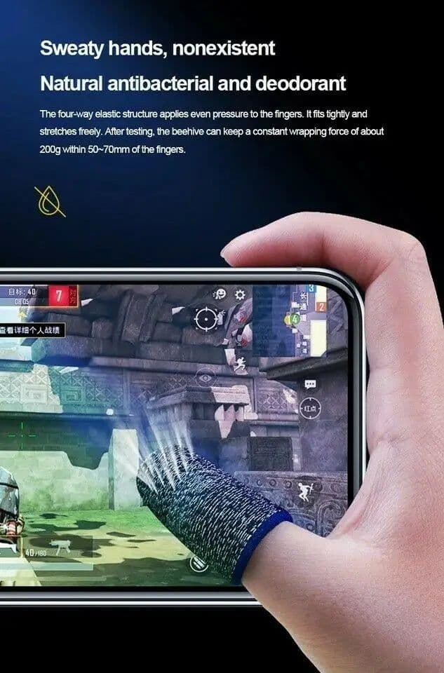 image-1 Pair Super Thin Gaming Finger Sleeve Breathable Fingertips For Pubg Mobile Games Touch Screen