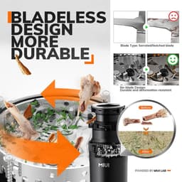 image-MIUI Continuous Feed Garbage Disposal with Sound Reduction,1/2 HP Stainless Steel Food Waste Grinding System,Power Cord Included