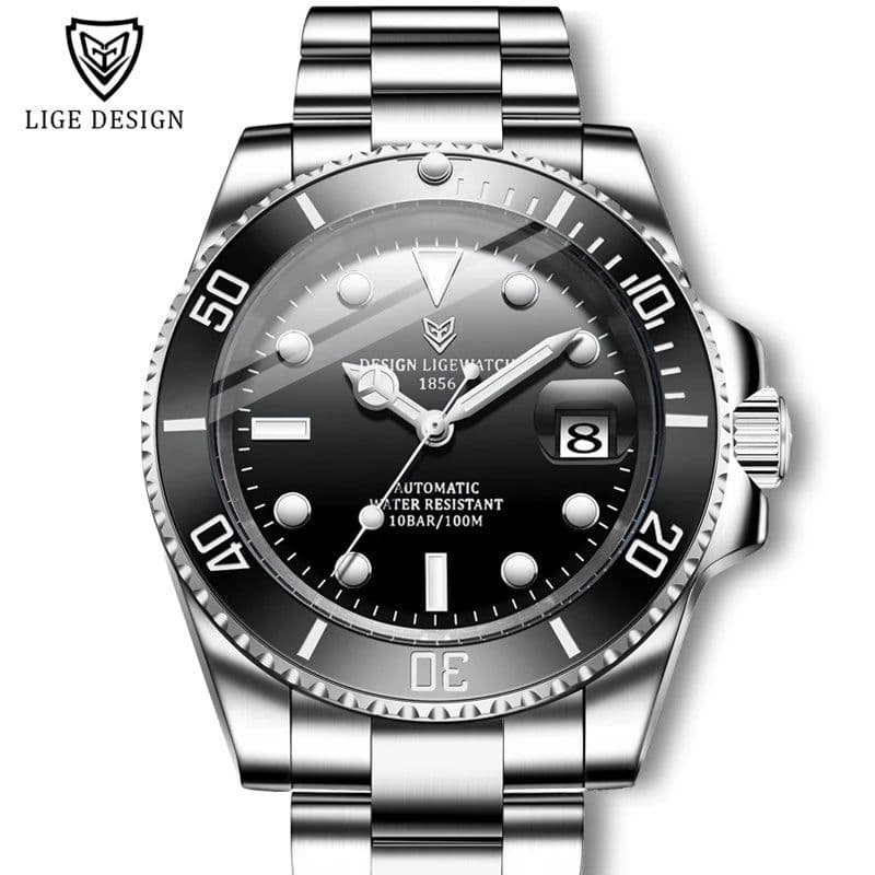 image-2024 LIGE Watch Men Automatic Mechanical Tourbillon Clock Fashion Military Watches Men Stainless Steel 100ATM Waterproof Watches