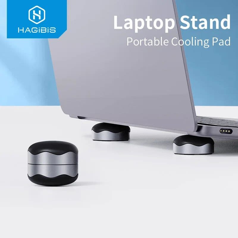 image-Hagibis Laptop Stand Magnetic Portable Cooling Pad For MacBook Laptop Cool Ball Heat Dissipation Skidproof Pad Cooler Stand