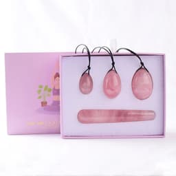 image-Wholesale Drop Shipping Drilled Yoni Egg Set 4pc Box Natural Jade Yoni Wand Kegel Exerciser Massage Healty Tools Gift For Wife