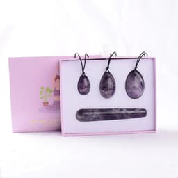 image-Wholesale Drop Shipping Drilled Yoni Egg Set 4pc Box Natural Jade Yoni Wand Kegel Exerciser Massage Healty Tools Gift For Wife