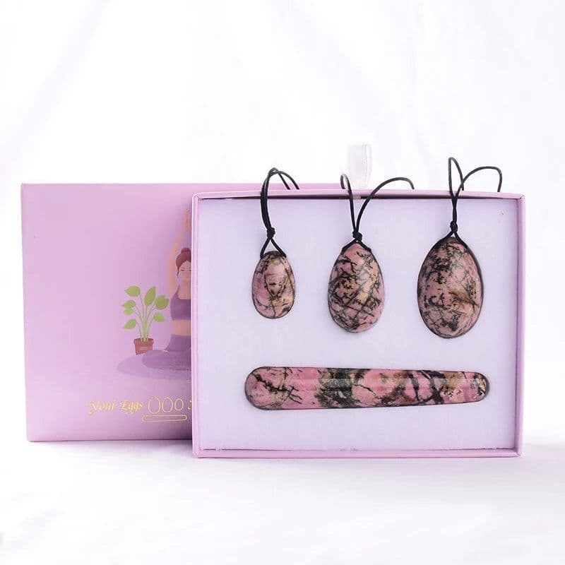 image-Wholesale Drop Shipping Drilled Yoni Egg Set 4pc Box Natural Jade Yoni Wand Kegel Exerciser Massage Healty Tools Gift For Wife