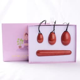 image-Wholesale Drop Shipping Drilled Yoni Egg Set 4pc Box Natural Jade Yoni Wand Kegel Exerciser Massage Healty Tools Gift For Wife