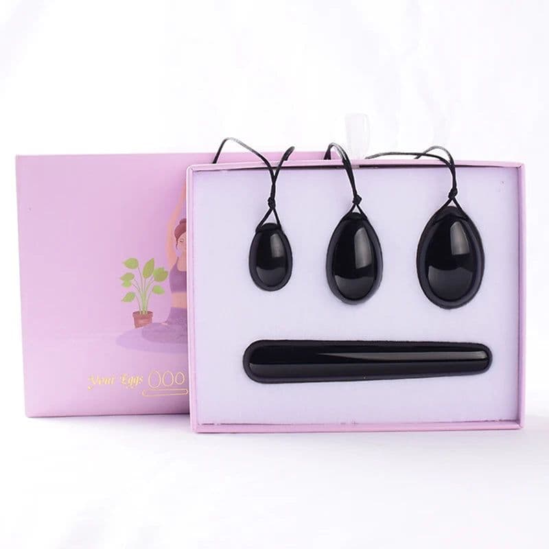 image-Wholesale Drop Shipping Drilled Yoni Egg Set 4pc Box Natural Jade Yoni Wand Kegel Exerciser Massage Healty Tools Gift For Wife