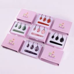 image-Wholesale Drop Shipping Drilled Yoni Egg Set 4pc Box Natural Jade Yoni Wand Kegel Exerciser Massage Healty Tools Gift For Wife