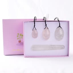 image-Wholesale Drop Shipping Drilled Yoni Egg Set 4pc Box Natural Jade Yoni Wand Kegel Exerciser Massage Healty Tools Gift For Wife