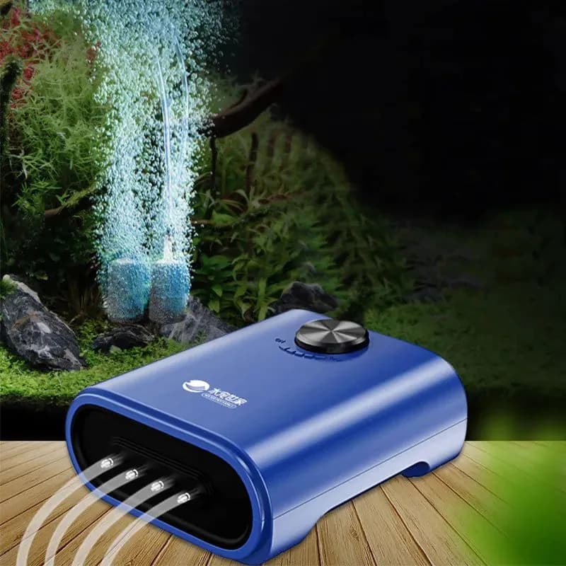 image-Silent Aquarium Oxygen Air Pump with Check Valve Fish Tank Four Outlet Large Oxygenator Aquarium Air Compressor Aerator 220v 14w