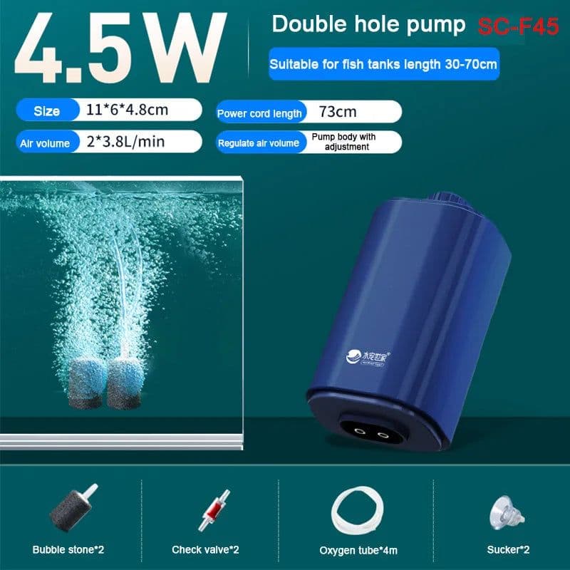 image-Silent Aquarium Oxygen Air Pump with Check Valve Fish Tank Four Outlet Large Oxygenator Aquarium Air Compressor Aerator 220v 14w