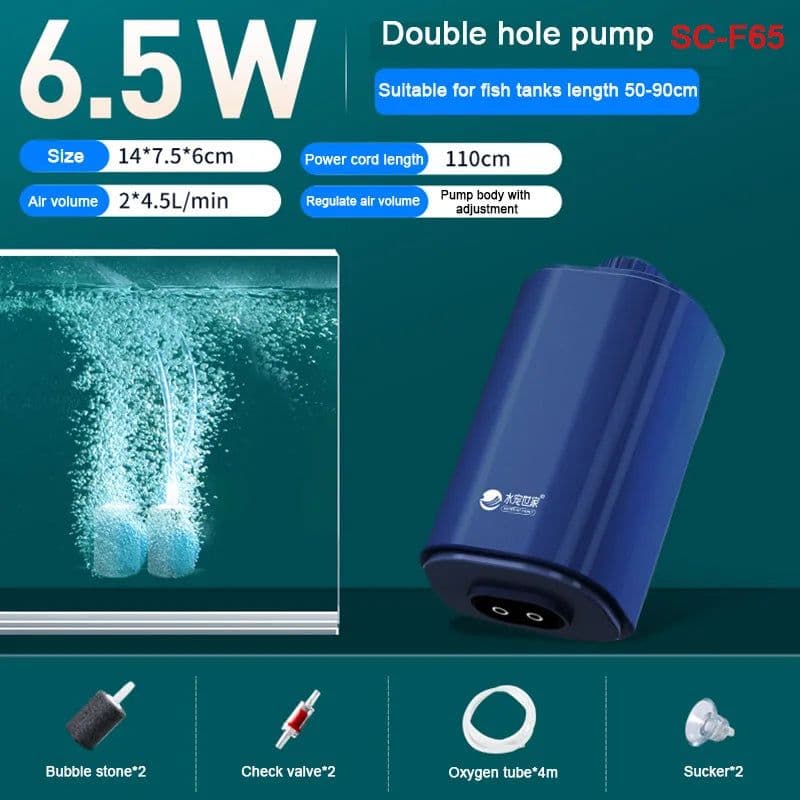 image-Silent Aquarium Oxygen Air Pump with Check Valve Fish Tank Four Outlet Large Oxygenator Aquarium Air Compressor Aerator 220v 14w
