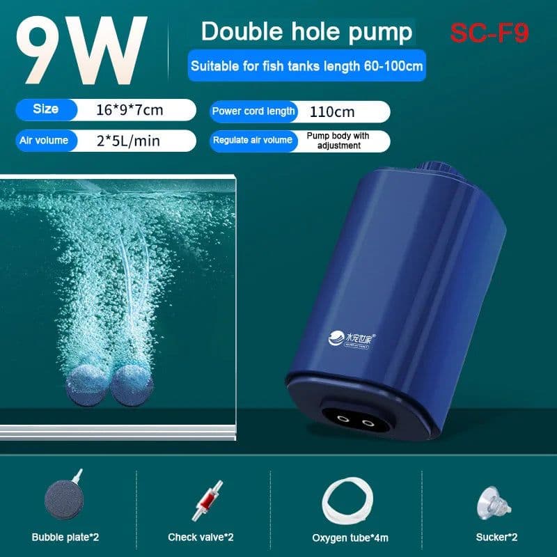 image-Silent Aquarium Oxygen Air Pump with Check Valve Fish Tank Four Outlet Large Oxygenator Aquarium Air Compressor Aerator 220v 14w