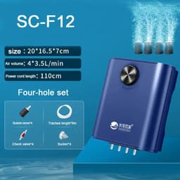 image-Silent Aquarium Oxygen Air Pump with Check Valve Fish Tank Four Outlet Large Oxygenator Aquarium Air Compressor Aerator 220v 14w