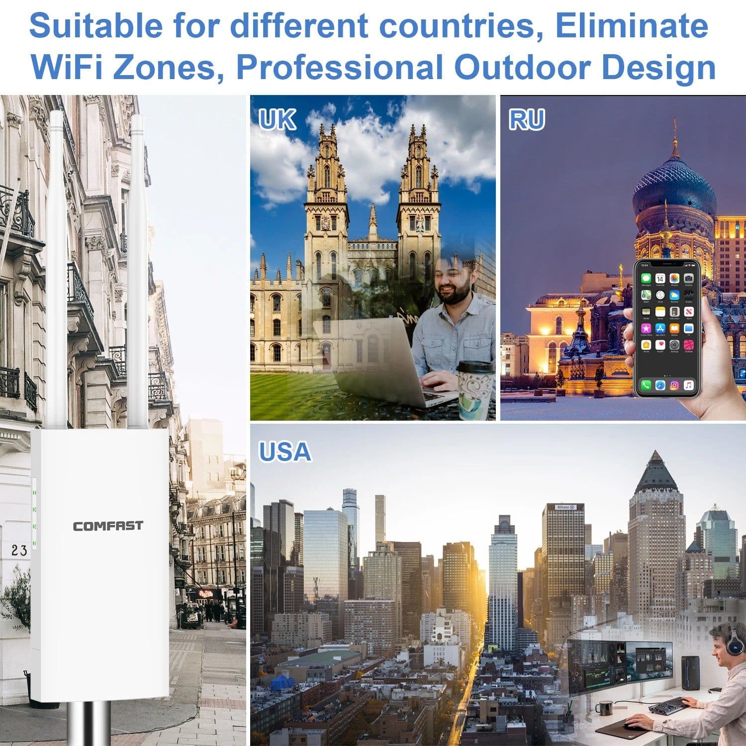 image-Comfast AC1200 Outdoor Access Point High Power 2.4G 5GHz Gigabit Router/AP/ Repeater Long Range WiFi Antenna For Street Garden