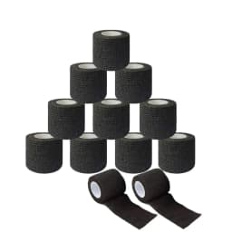 image-Black EZ Disposable 2''x5 Yards Tattoo Grip Cover Wrap Waterproof Self-Adhesive Bandage Roll for Tattoo Machine Grip Tube
