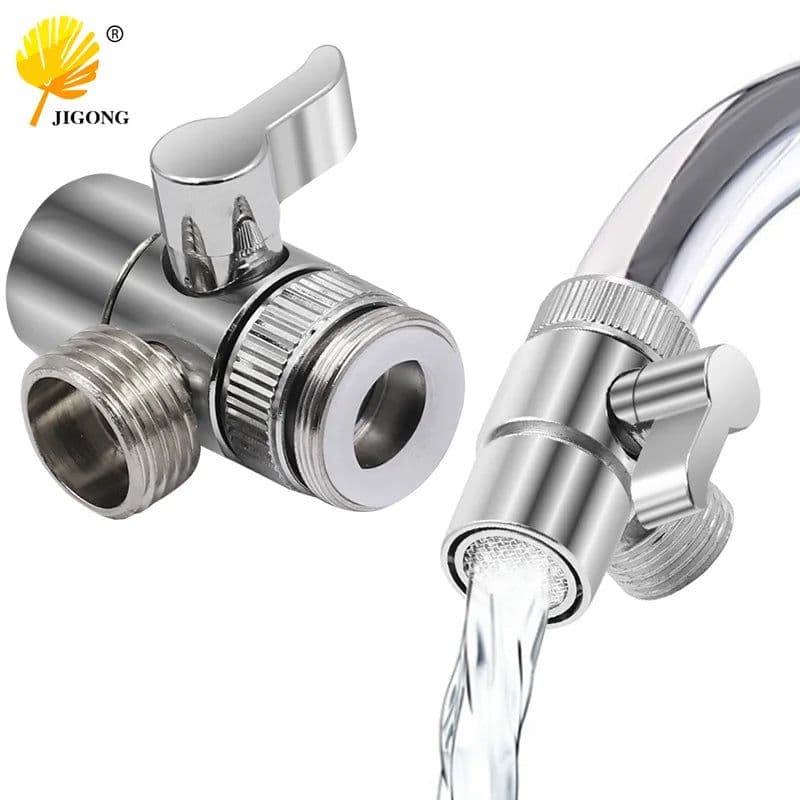 image-Water Tap Connector Switch Faucet Adapter Kitchen Sink Splitter Diverter Valve For Toilet Shower Bathoom ColdHot Water Separator