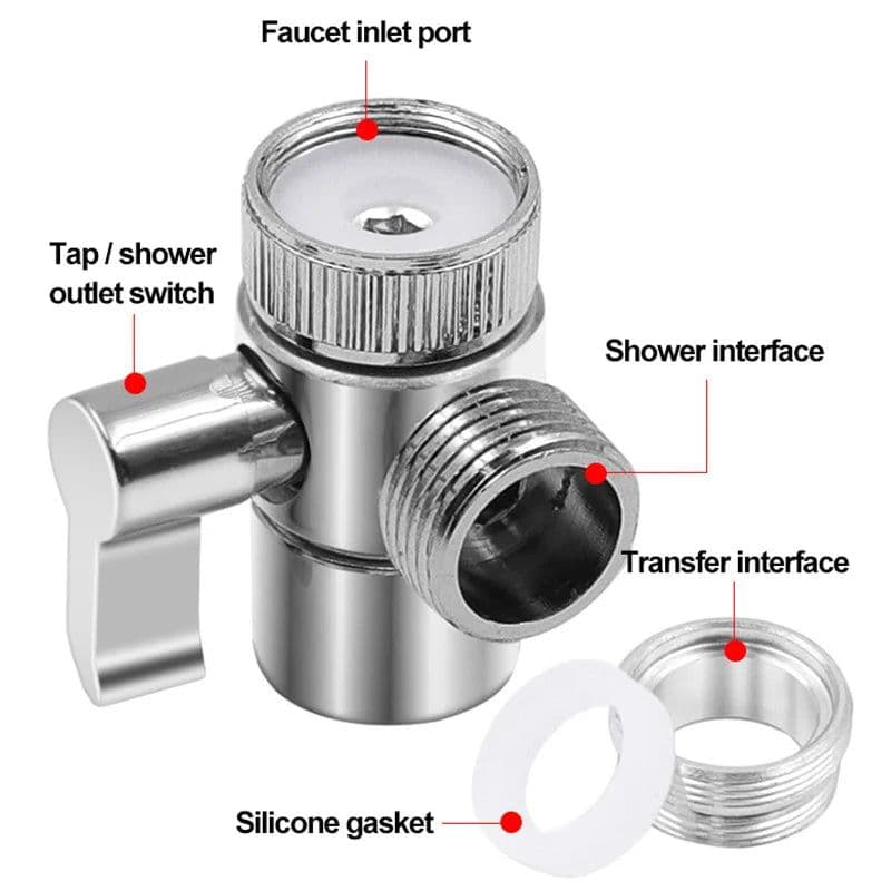 image-Water Tap Connector Switch Faucet Adapter Kitchen Sink Splitter Diverter Valve For Toilet Shower Bathoom ColdHot Water Separator