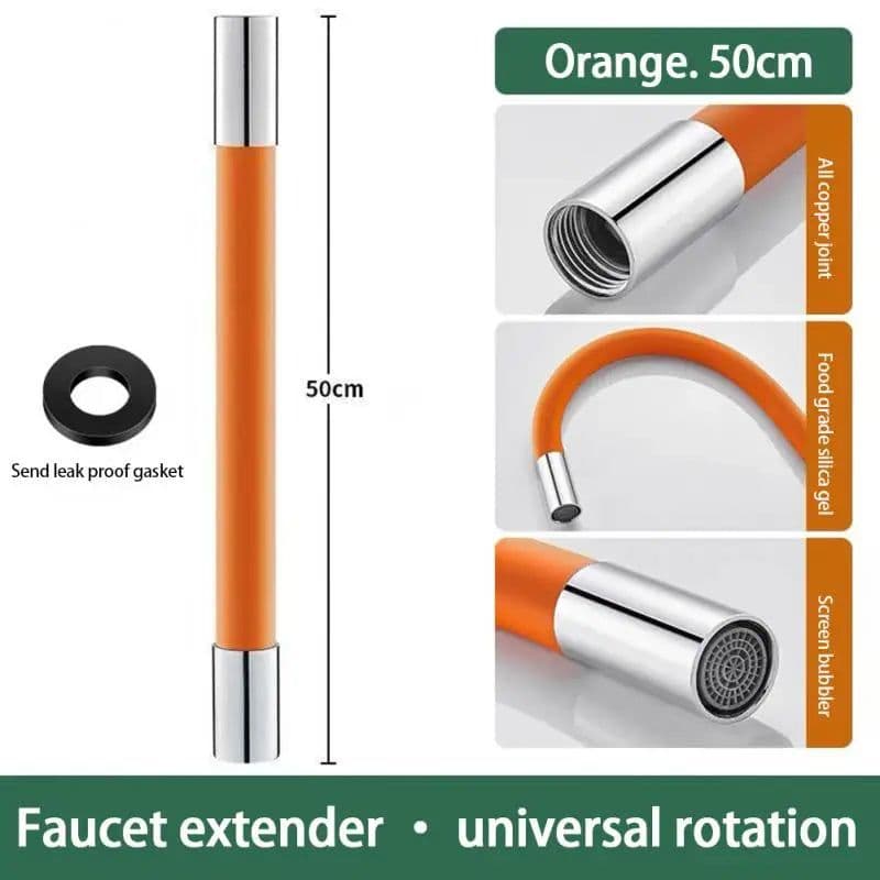 image-Faucet Extension Extender Bathroom 360° Rotation Adjust Bending Faucet Splash Proof Universal Extension Tube For Wash Basin
