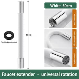 image-Faucet Extension Extender Bathroom 360° Rotation Adjust Bending Faucet Splash Proof Universal Extension Tube For Wash Basin