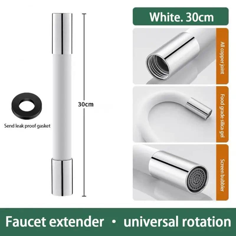 image-Faucet Extension Extender Bathroom 360° Rotation Adjust Bending Faucet Splash Proof Universal Extension Tube For Wash Basin