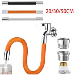 image-Faucet Extension Extender Bathroom 360° Rotation Adjust Bending Faucet Splash Proof Universal Extension Tube For Wash Basin