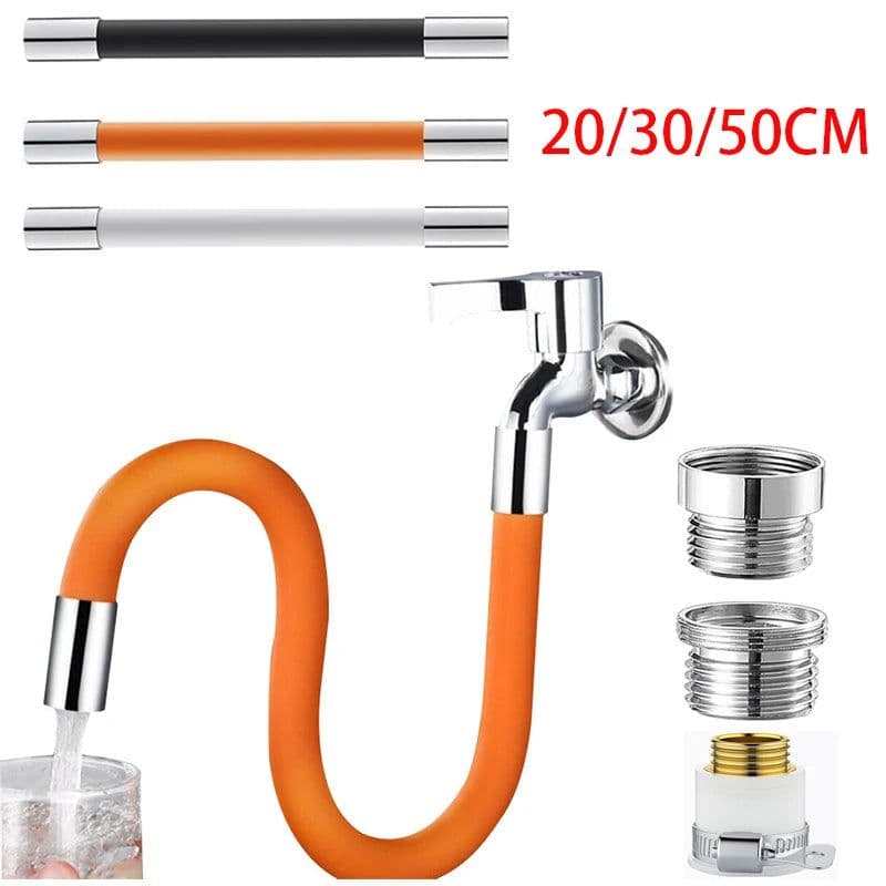 image-Faucet Extension Extender Bathroom 360° Rotation Adjust Bending Faucet Splash Proof Universal Extension Tube For Wash Basin