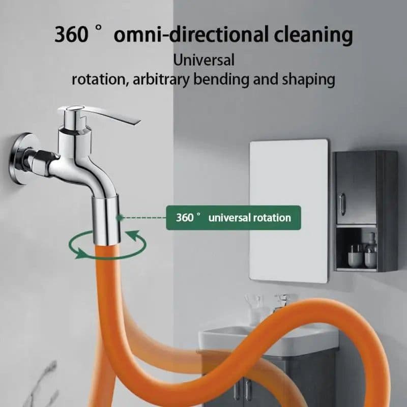 image-Faucet Extension Extender Bathroom 360° Rotation Adjust Bending Faucet Splash Proof Universal Extension Tube For Wash Basin
