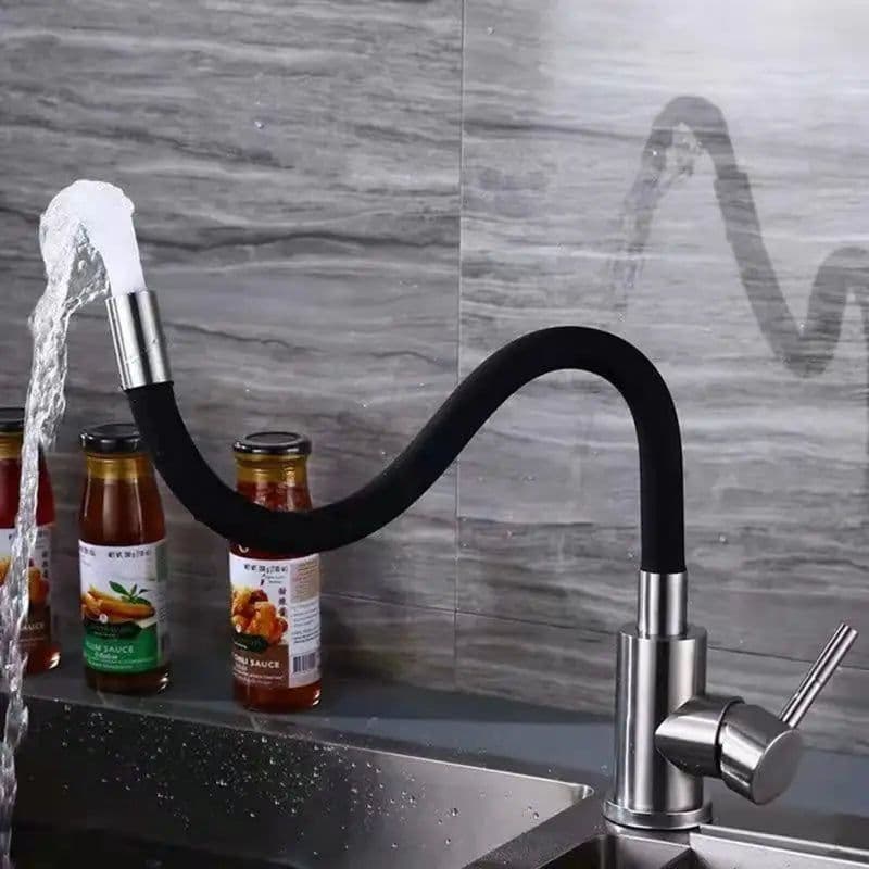 image-Faucet Extension Extender Bathroom 360° Rotation Adjust Bending Faucet Splash Proof Universal Extension Tube For Wash Basin