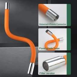 image-Faucet Extension Extender Bathroom 360° Rotation Adjust Bending Faucet Splash Proof Universal Extension Tube For Wash Basin