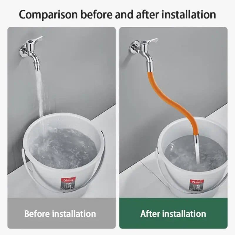 image-Faucet Extension Extender Bathroom 360° Rotation Adjust Bending Faucet Splash Proof Universal Extension Tube For Wash Basin