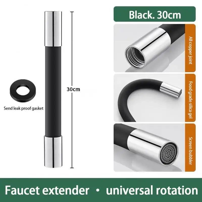 image-Faucet Extension Extender Bathroom 360° Rotation Adjust Bending Faucet Splash Proof Universal Extension Tube For Wash Basin