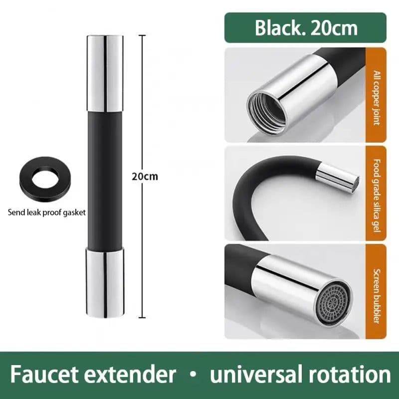 image-Faucet Extension Extender Bathroom 360° Rotation Adjust Bending Faucet Splash Proof Universal Extension Tube For Wash Basin